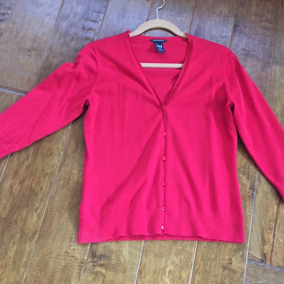 GAP Button Down 3/4 Sleeve Red Cardigan Top Medium - Picture 5 of 8